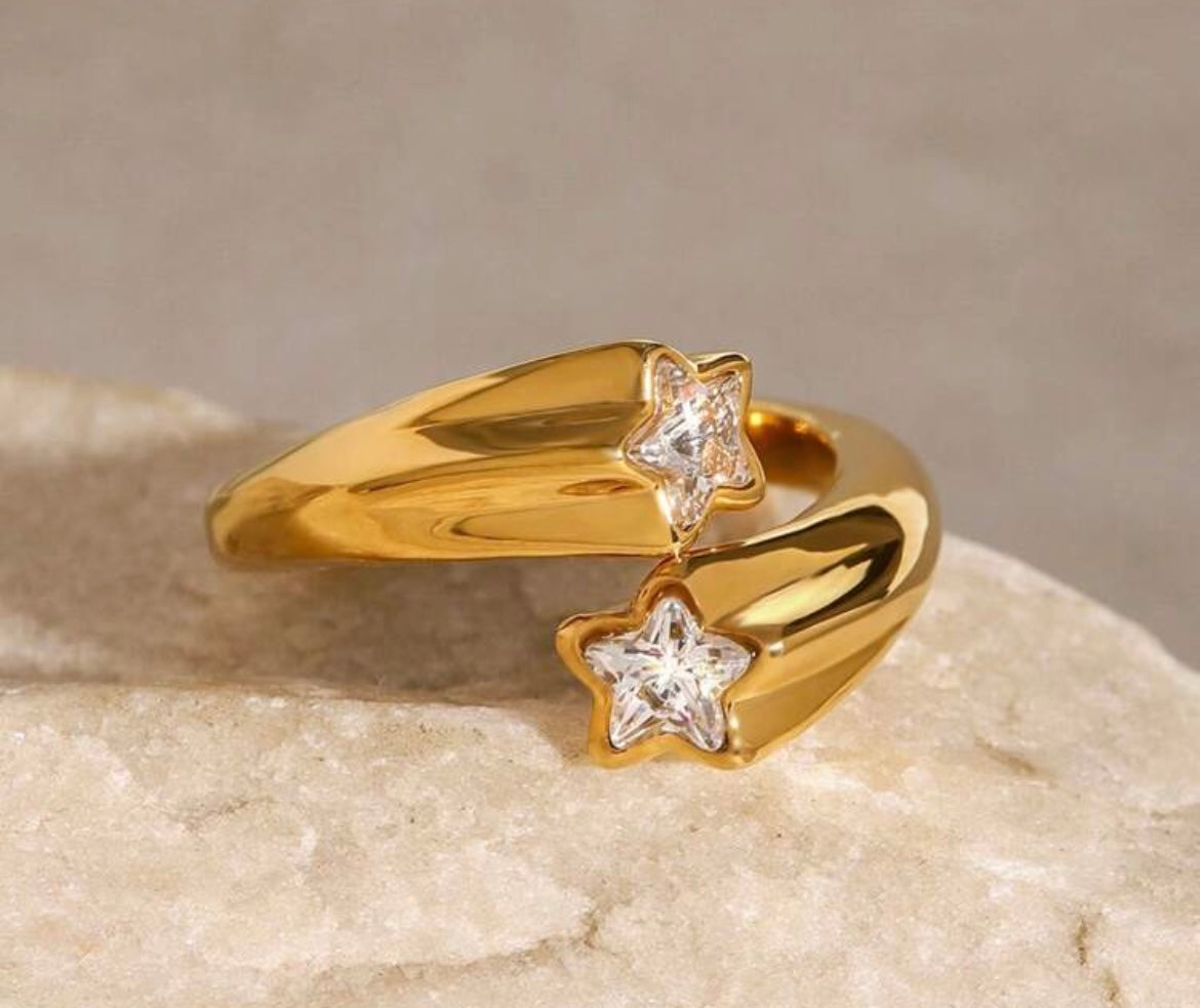 Shooting Star Ring 18k Gold Plated