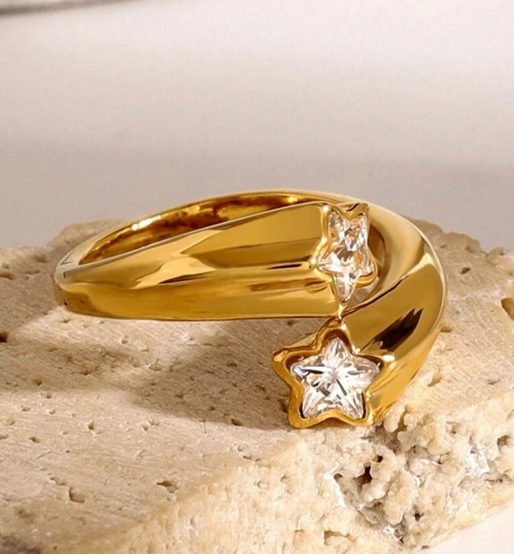 Shooting Star Ring 18k Gold Plated