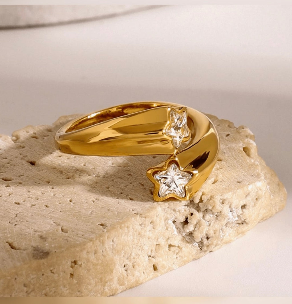 Shooting Star Ring 18k Gold Plated