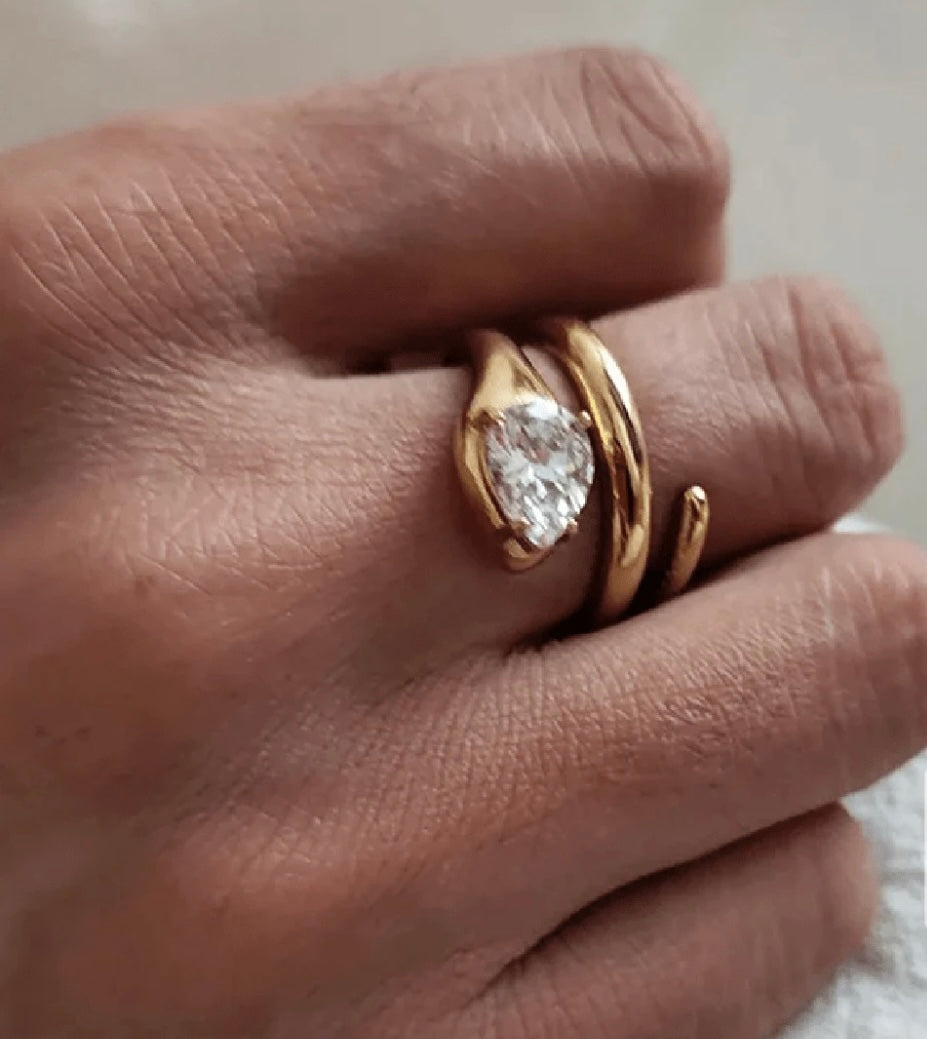 Gold Drop Ring 18k Plated