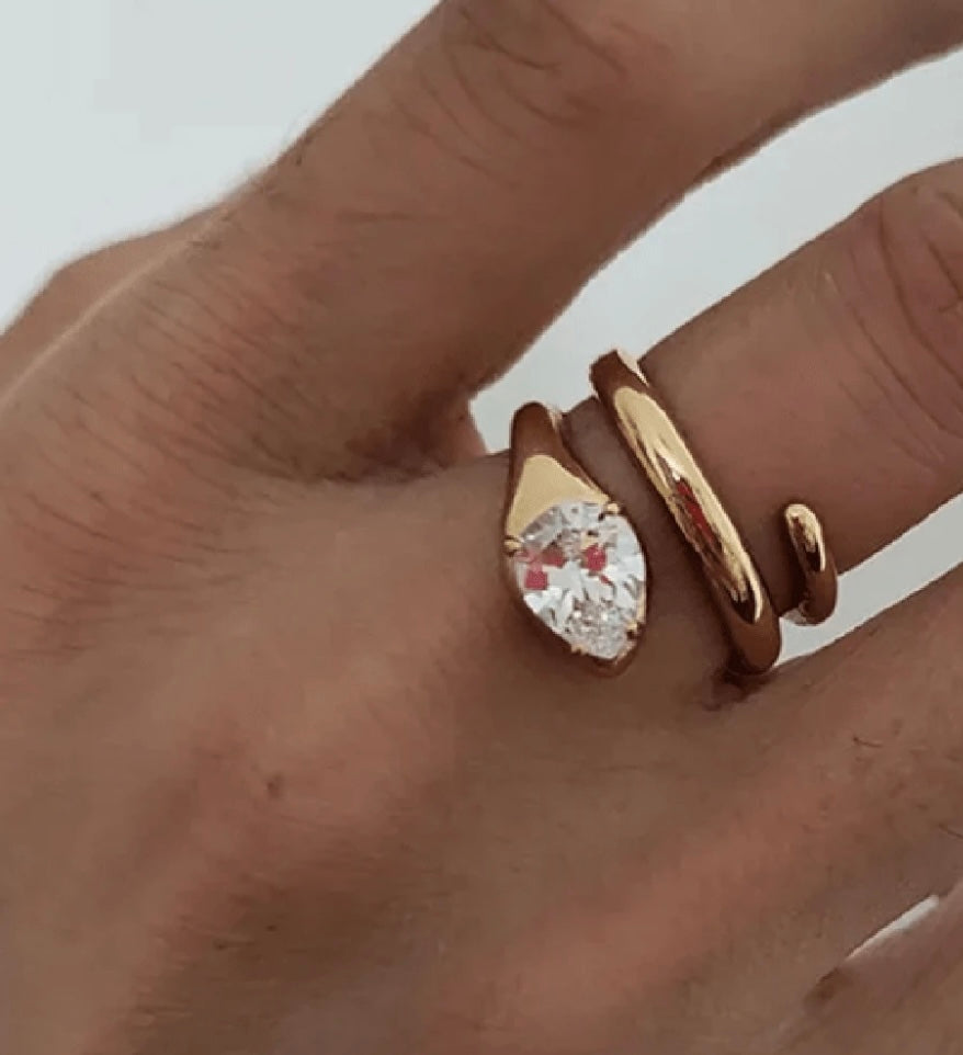 Gold Drop Ring 18k Plated