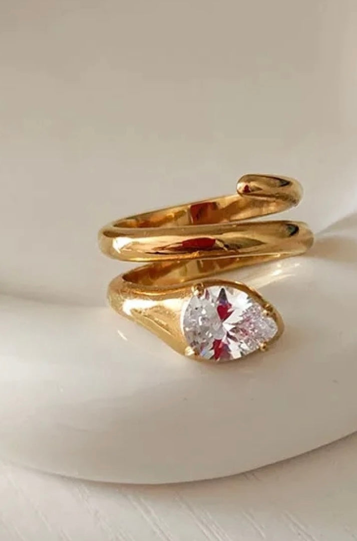 Gold Drop Ring 18k Plated