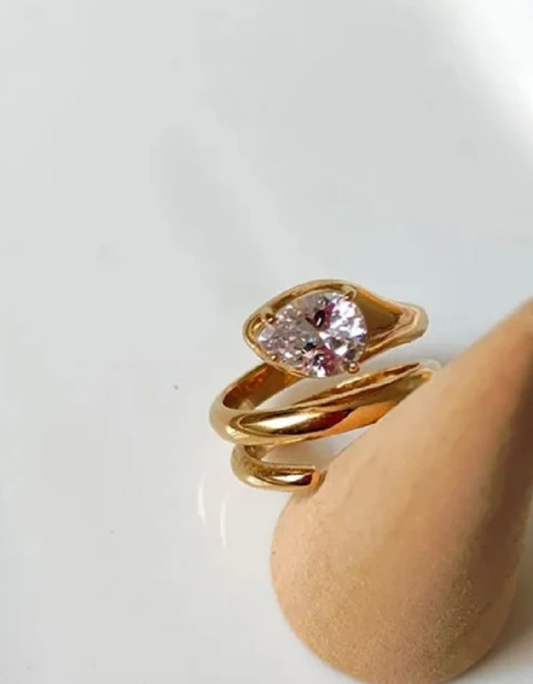 Gold Drop Ring 18k Plated