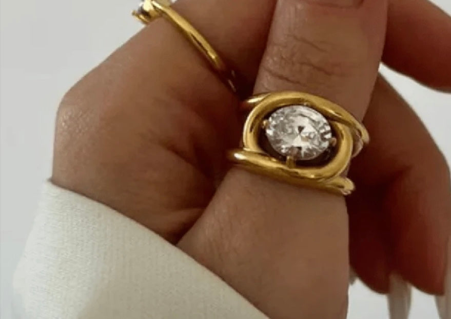 Gold Plated Stainless Steel Statement RIng