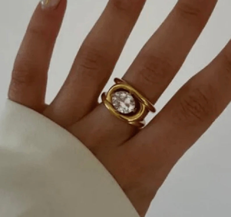 Gold Plated Stainless Steel Statement RIng