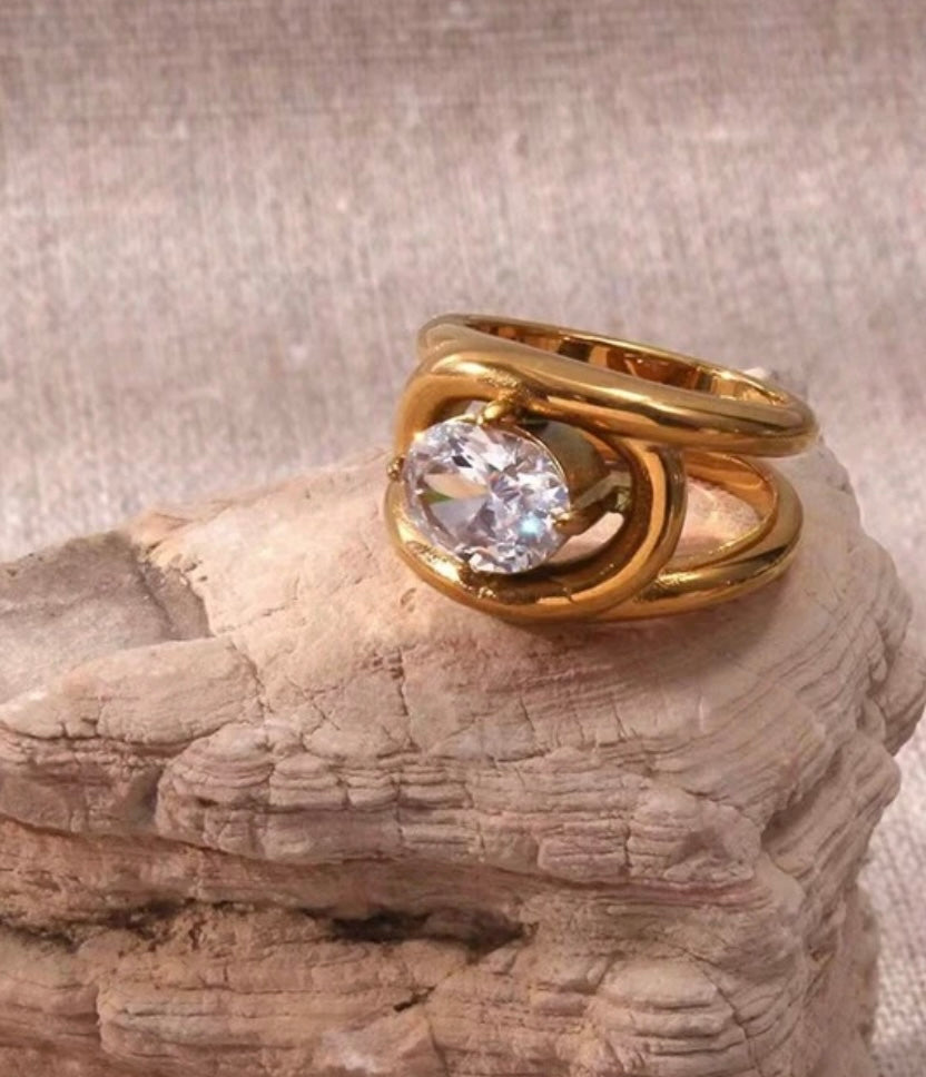 Gold Plated Stainless Steel Statement RIng