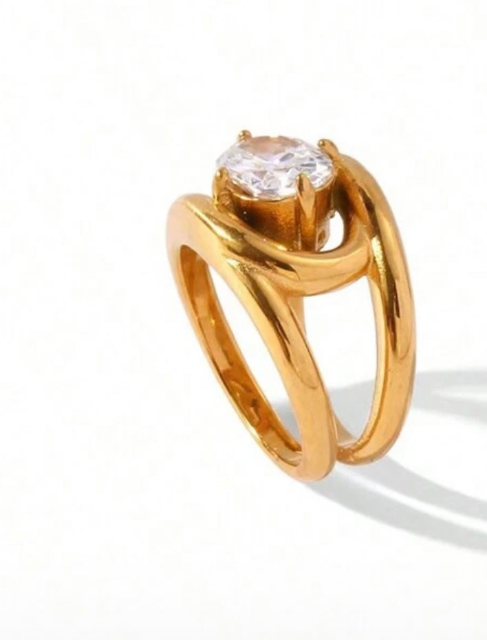 Gold Plated Stainless Steel Statement RIng